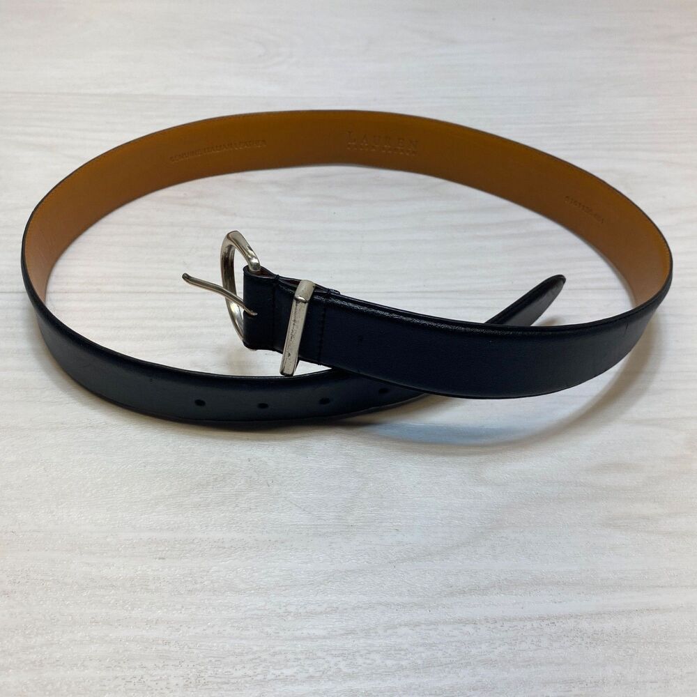 Lauren Ralph‎ Lauren Belt Mens XL Black Italian Leather Slim Adjustable Designer